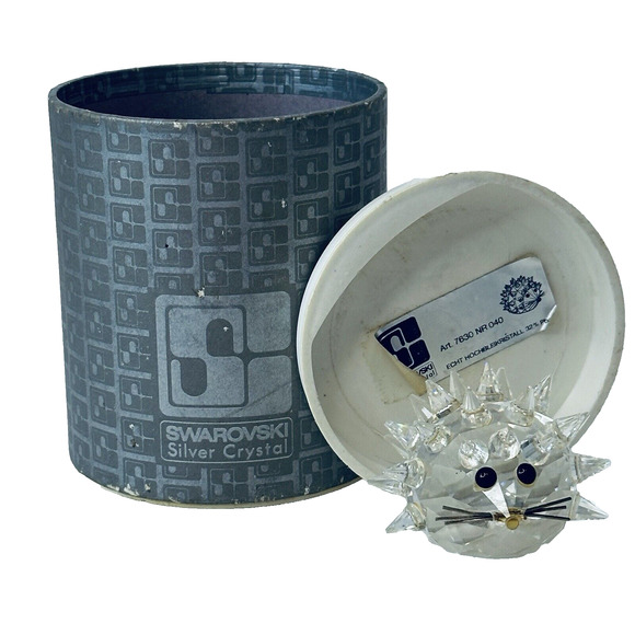 Swarovski Silver Crystal Hedgehog figurine 7630 NR 040 Original Box VINTAGE - Picture 1 of 15